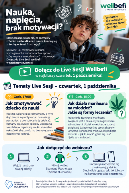 Live Sesja Wellbefi - już w czwartek ''Jak zmotywować dziecko do nauki''!