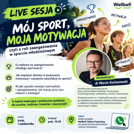 Mój sport, moja motywacja - specjalna Live Sesja Wellbefi z psychologiem sportu